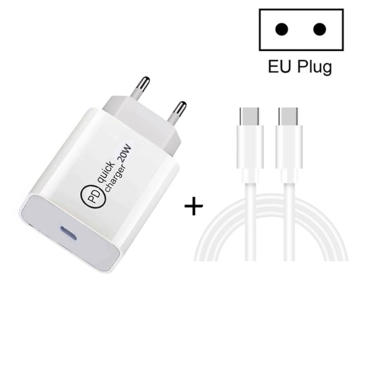 SDC-20W 2 in 1 PD 20W USB-C / Type-C Travel Charger + 3A PD 3.0   USB-C / Type-C to USB-C / Type-...