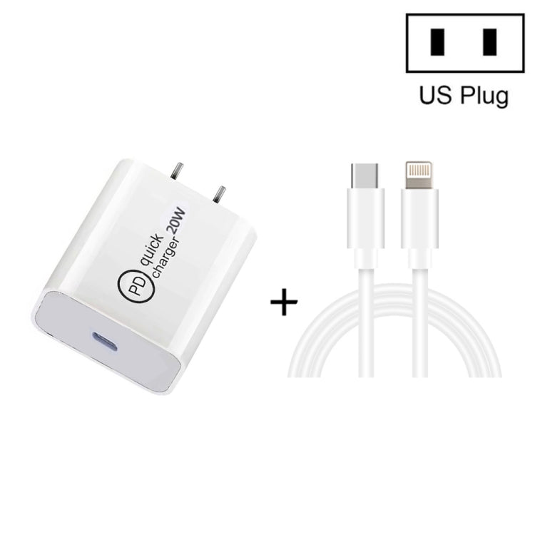 SDC-20W 2 in 1 PD 20W USB-C / Type-C Travel Charger + 3A PD3.0 USB-C / Type-C to 8 Pin Fast Charg...