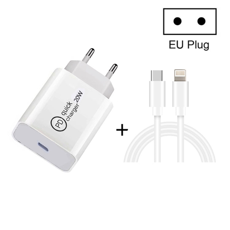 SDC-20W 2 in 1 PD 20W USB-C / Type-C Travel Charger + 3A PD3.0 USB-C / Type-C to 8 Pin Fast Charg...