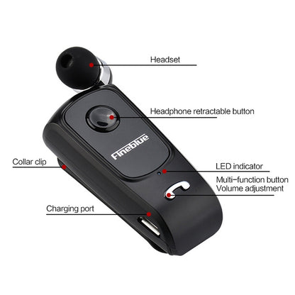 F920 CSR4.1 Retractable Cable Caller Vibration Reminder Anti-theft Bluetooth Headset, Black, Whit...