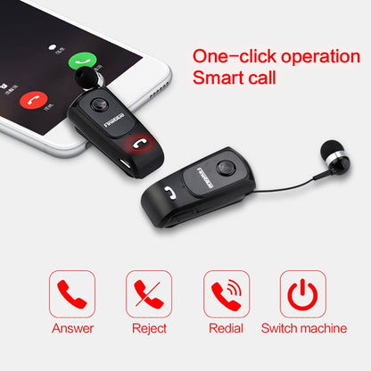 F920 CSR4.1 Retractable Cable Caller Vibration Reminder Anti-theft Bluetooth Headset, Black, Whit...