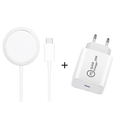 XJ-31 2 in 1 15W Magnetic Wireless Charger + PD 20W USB-C / Type-C Travel Charger Set for iPhone ...