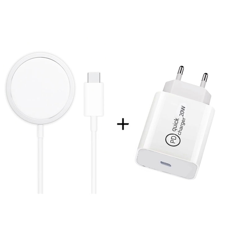 XJ-31 2 in 1 15W Magnetic Wireless Charger + PD 20W USB-C / Type-C Travel Charger Set for iPhone ...