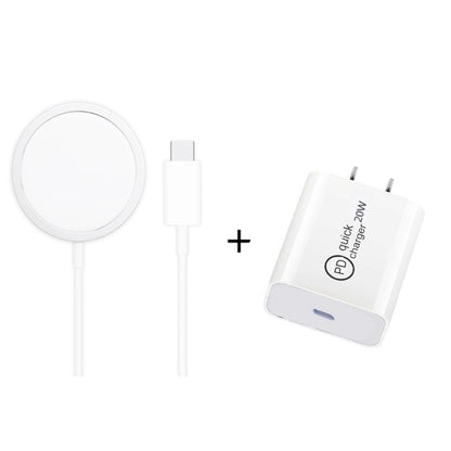 XJ-31 2 in 1 15W Magnetic Wireless Charger + PD 20W USB-C / Type-C Travel Charger Set for iPhone ...