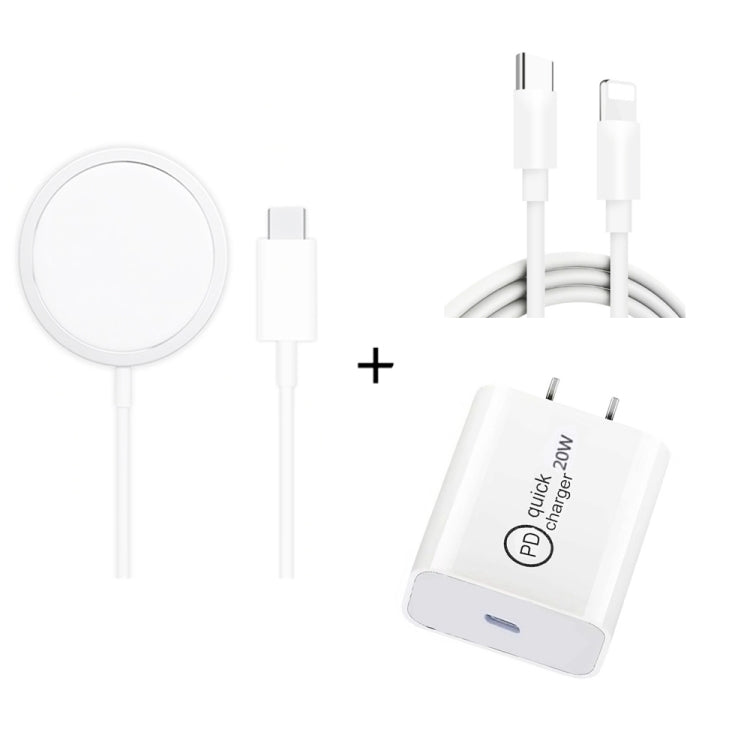 XJ-32 3 in 1 15W Magnetic Suction Wreless Charging + PD 20W USB-C / Type-C Travel Charging + USB-...