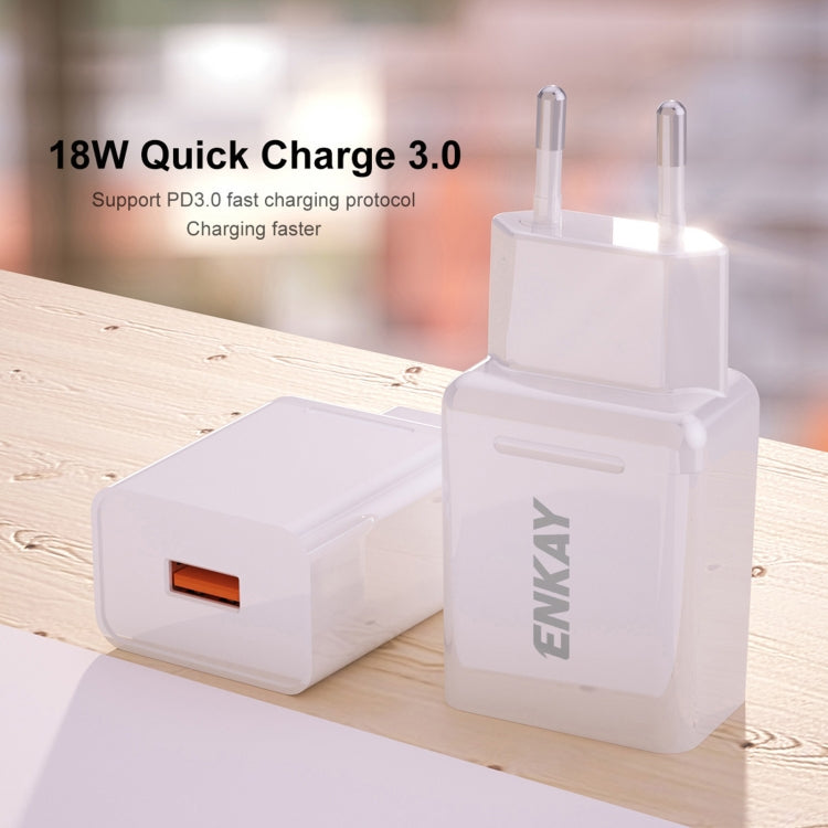 ENKAY Hat-Prince T006-1 18W 3A QC3.0 Fast Charging Power Adapter EU Plug Portable Travel Charger�...