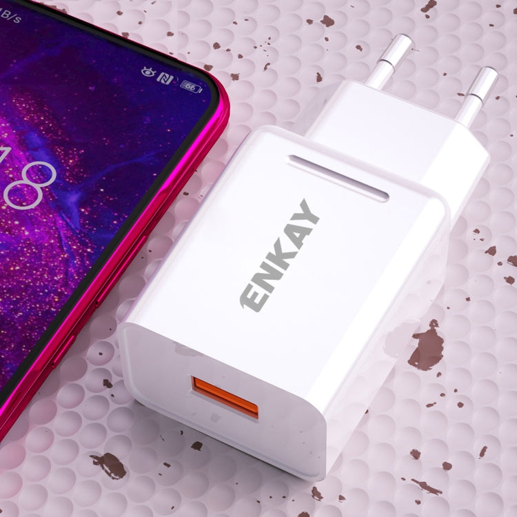 ENKAY Hat-Prince T006-1 18W 3A QC3.0 Fast Charging Power Adapter EU Plug Portable Travel Charger�...