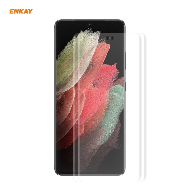 2 PCS For Samsung Galaxy S21 Ultra 5G ENKAY Hat-Prince 3D Full Screen PET Curved Hot Bending HD S...