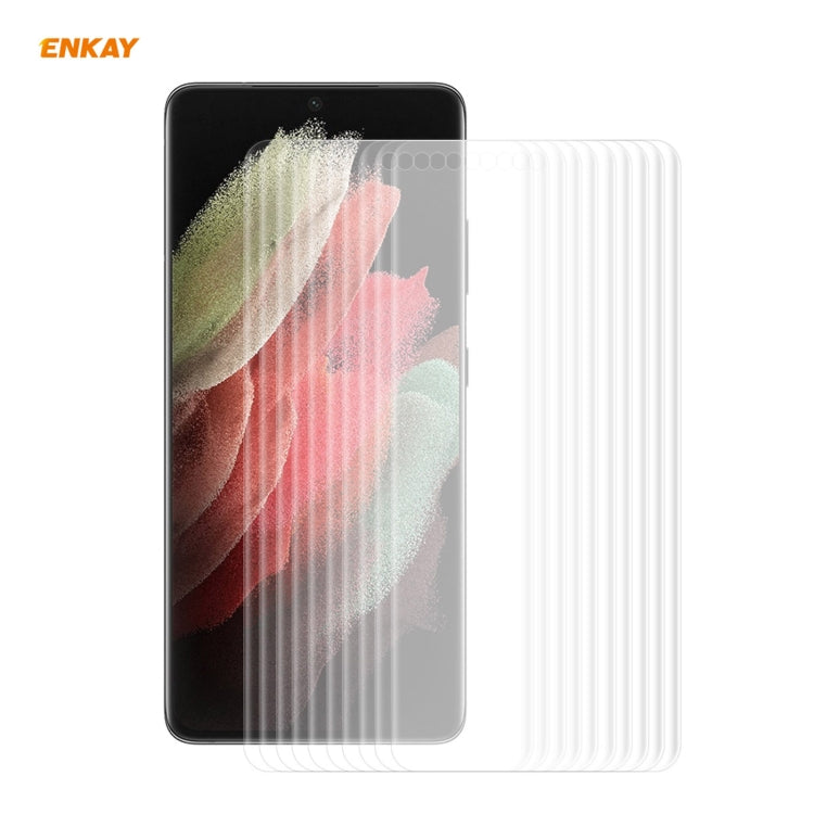 10 PCS For Samsung Galaxy S21 Ultra 5G ENKAY Hat-Prince 3D Full Screen PET Curved Hot Bending HD ...