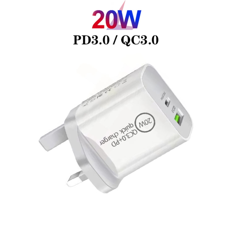 SDC-20WA+C 20W PD 3.0 + QC 3.0 USB Dual Fast Charging Universal Travel Charger with Micro USB to ...