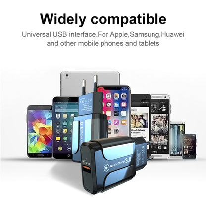 LZ-023 18W QC 3.0 USB Portable Travel Charger + 3A USB to 8 Pin Data Cable, EU Plug��������������...
