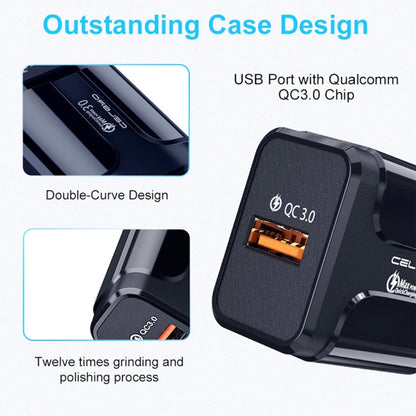 LZ-023 18W QC 3.0 USB Portable Travel Charger + 3A USB to 8 Pin Data Cable, EU Plug��������������...