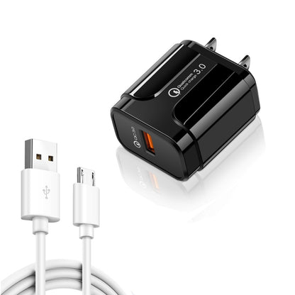 LZ-023 18W QC 3.0 USB Portable Travel Charger + 3A USB to Micro USB Data Cable, US Plug����������...