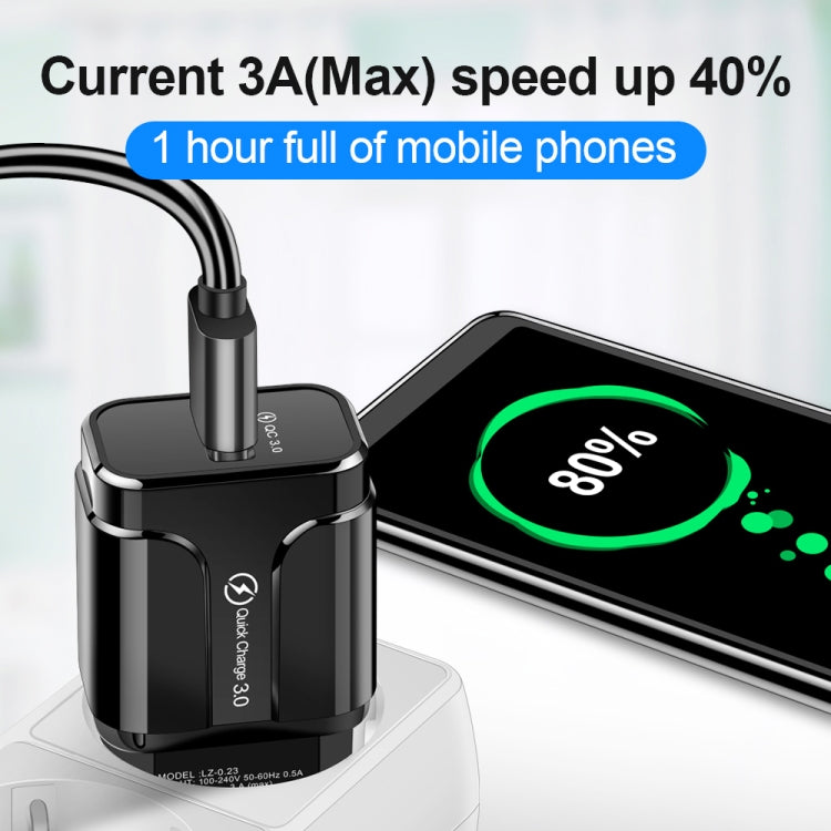 LZ-023 18W QC 3.0 USB Portable Travel Charger + 3A USB to Micro USB Data Cable, US Plug����������...