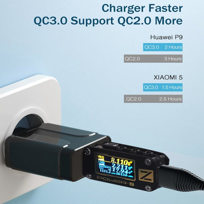 LZ-023 18W QC 3.0 USB Portable Travel Charger + 3A USB to Micro USB Data Cable, US Plug����������...