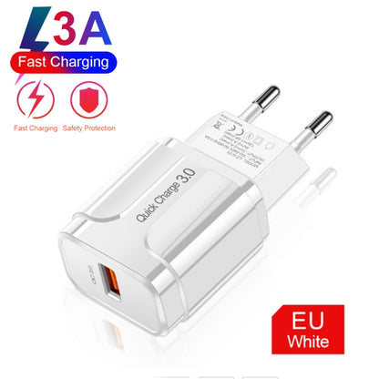 LZ-023 18W QC 3.0 USB Portable Travel Charger + 3A USB to Micro USB Data Cable, EU Plug����������...