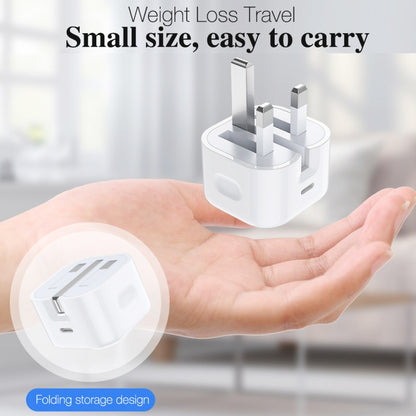 A2344 20W PD 3.0 Type-C / USB-C Folding Travel Charger + USB-C / Type-C to 8 Pin Fast Charging Da...