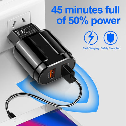 Dual USB Portable Travel Charger + 1 Meter USB to 8 Pin Data Cable, EU Plug