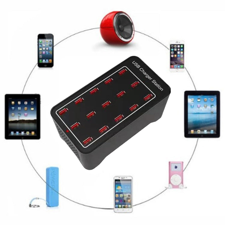 XLD-A7 100W 15 USB Ports Fast Charger Station Smart Charger, AC 100-240V, 100W 15 USB Ports EU Pl...