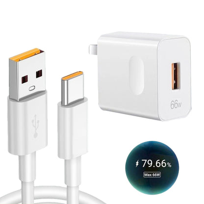 HW-66W 66W USB Fast Charging Travel Charger + USB to Type-C Flash Charging Data Cable, US Plug���...