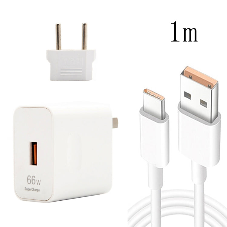 66W USB Fast Charging Travel Charger With EU Plug Conversion Head + 6A USB to Type-C Flash Chargi...