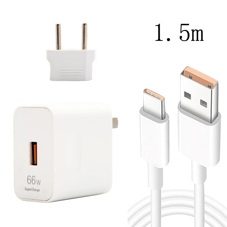 66W USB Fast Charging Travel Charger With EU Plug Conversion Head + 6A USB to Type-C Flash Chargi...