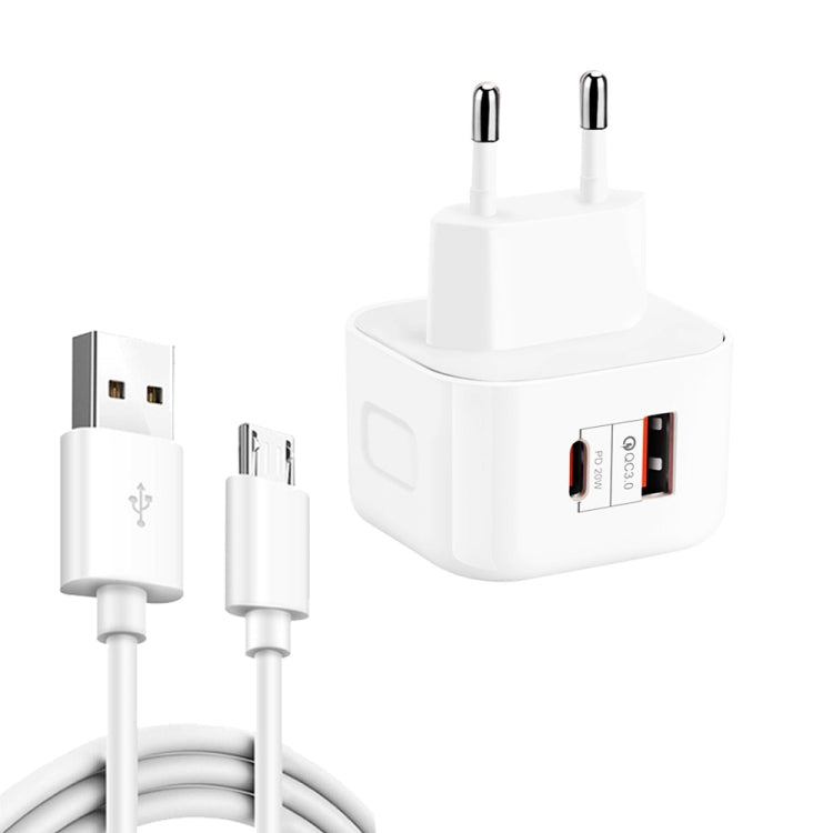 YSY-6087PD 20W PD3.0 + QC3.0 Dual Fast Charge Travel Charger with USB to Micro USB Data Cable����...