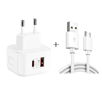 YSY-6087PD 20W PD3.0 + QC3.0 Dual Fast Charge Travel Charger with USB to Micro USB Data Cable����...