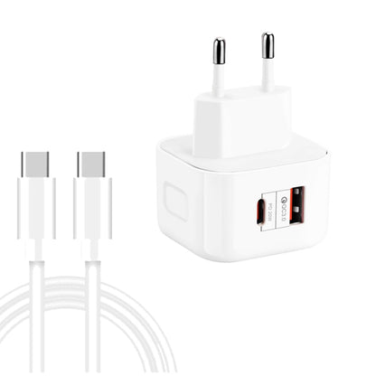 YSY-6087PD 20W PD3.0 + QC3.0 Dual Fast Charge Travel Charger with Type-C to Type-C Data Cable����...