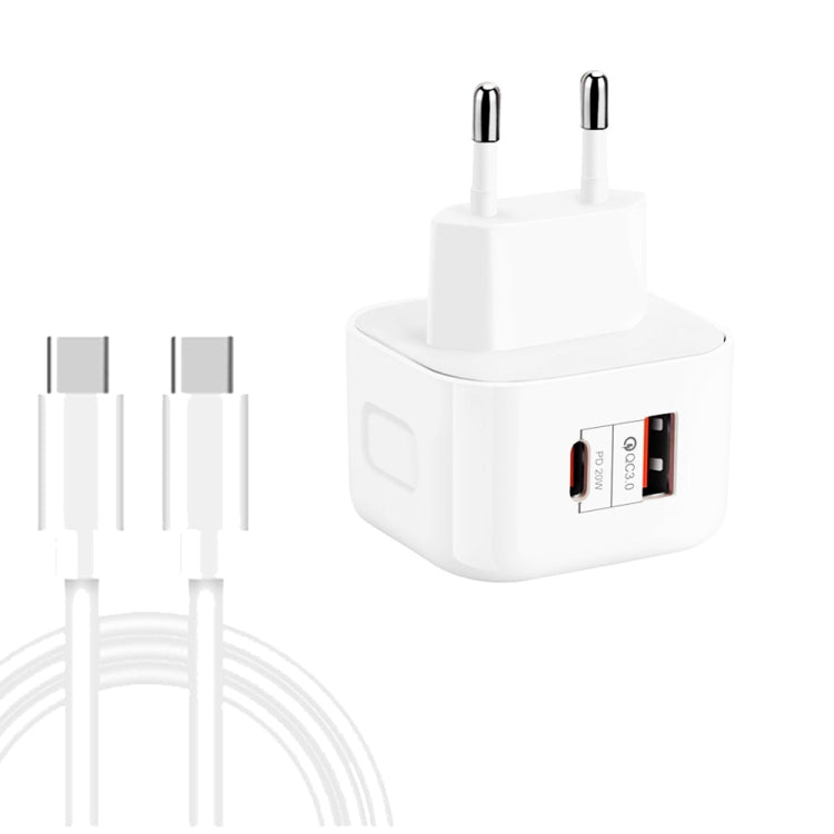 YSY-6087PD 20W PD3.0 + QC3.0 Dual Fast Charge Travel Charger with Type-C to Type-C Data Cable����...