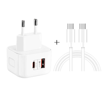 YSY-6087PD 20W PD3.0 + QC3.0 Dual Fast Charge Travel Charger with Type-C to Type-C Data Cable����...