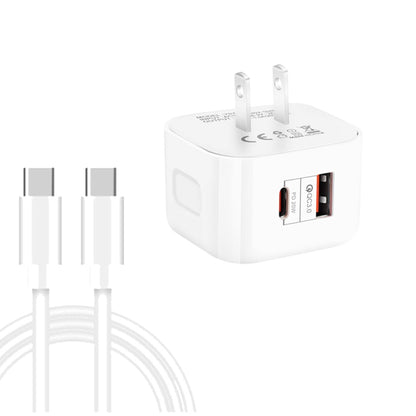 YSY-6087PD 20W PD3.0 + QC3.0 Dual Fast Charge Travel Charger with Type-C to Type-C Data Cable����...