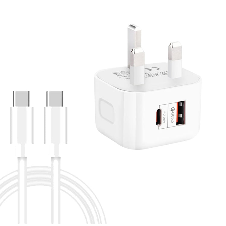 YSY-6087PD 20W PD3.0 + QC3.0 Dual Fast Charge Travel Charger with Type-C to Type-C Data Cable����...