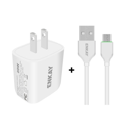 ENKAY Hat-Prince 20W PD Type-C + QC 3.0 USB Fast Charging Travel Charger Power Adapter with Fast ...
