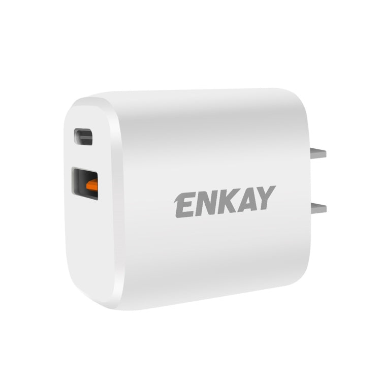ENKAY Hat-Prince 20W PD Type-C + QC 3.0 USB Fast Charging Travel Charger Power Adapter with Fast ...