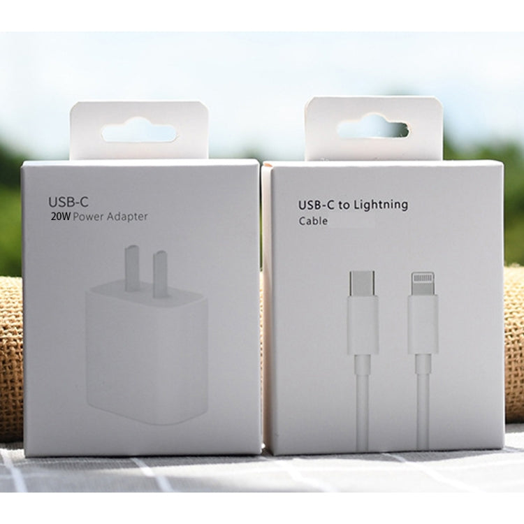 PD 20W Single USB-C / Type-C Port Travel Charger + 3A PD3.0 USB-C / Type-C to 8 Pin Fast Charge D...