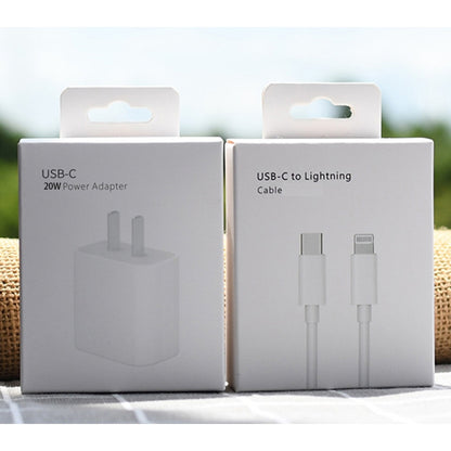 PD 20W Single USB-C / Type-C Port Travel Charger + 3A PD3.0 USB-C / Type-C to 8 Pin Fast Charge D...