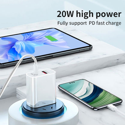 20W PD Type-C + QC 3.0 USB Interface Fast Charging Travel Charger with USB-C / Type-C to Type-C F...