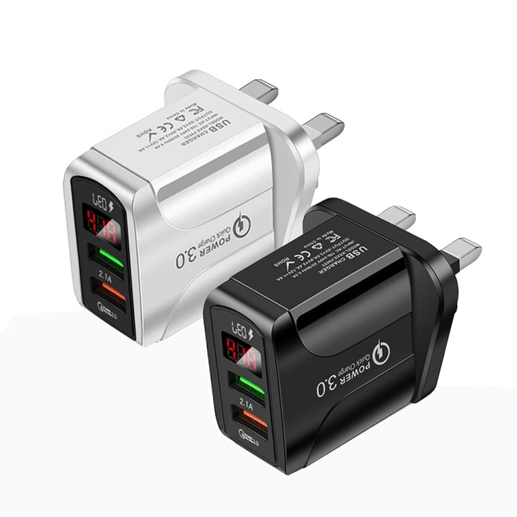 F002C QC3.0 USB + USB 2.0 Fast Charger with LED Digital Display for Mobile Phones and Tablets, UK...