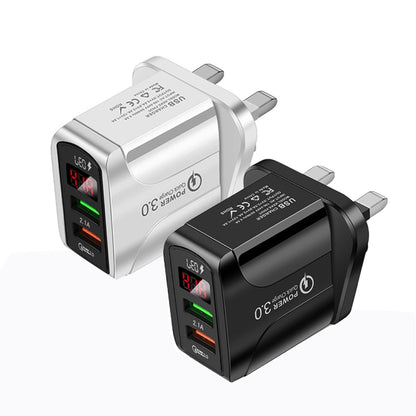 F002C QC3.0 USB + USB 2.0 Fast Charger with LED Digital Display for Mobile Phones and Tablets, UK...