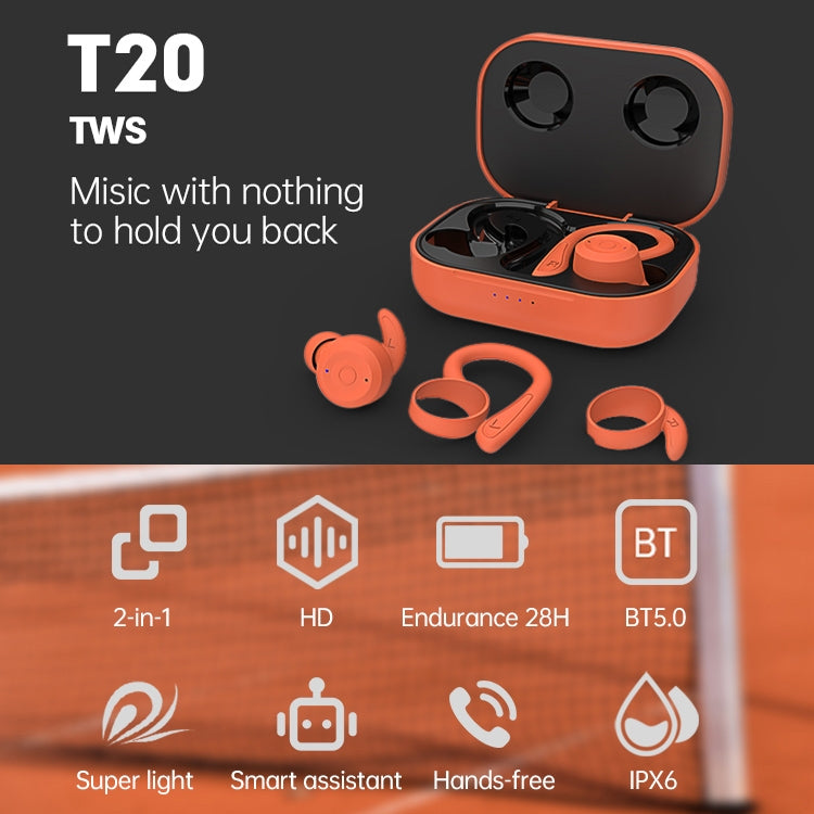 T20 TWS Bluetooth Wireless IPX6 Sports Headphones