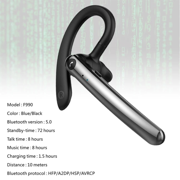 F990 Rotating Hook Handsfree Business Bluetooth Earphones