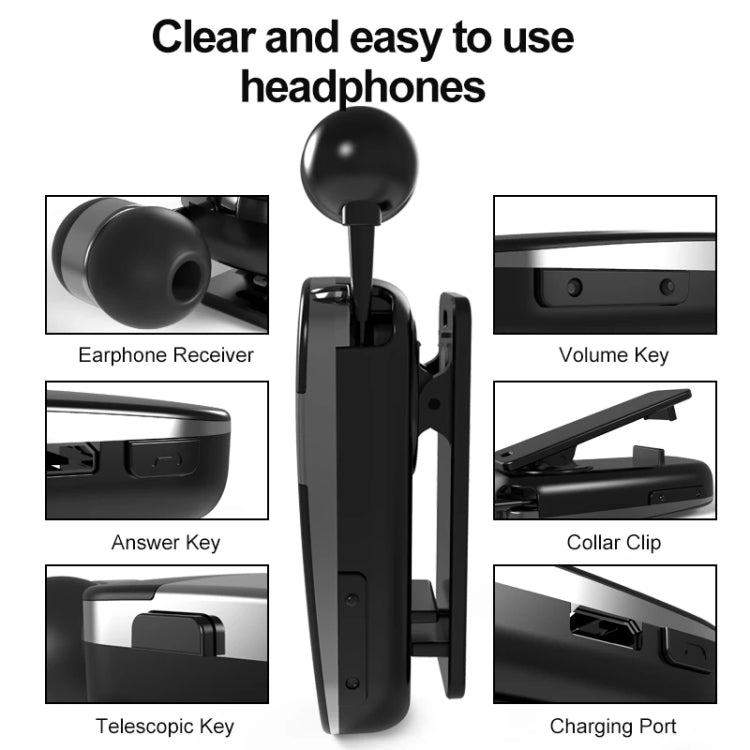 K53 Stereo Wireless Bluetooth Wear-Clip Earphone