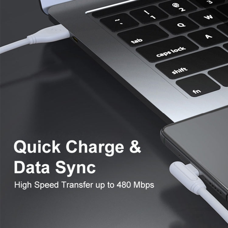 ENKAY Hat-Prince ENK-CB109 5A USB to USB-C / Type-C 90 Degree Elbow Silicone Data Sync Fast Charg...
