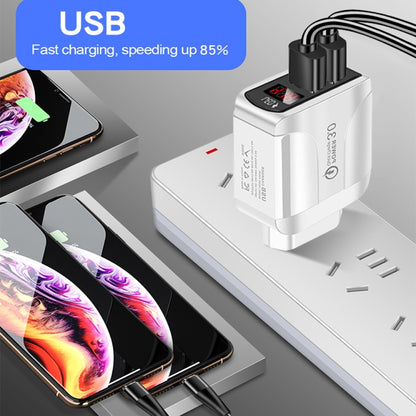 F002C QC3.0 USB + USB 2.0 LED Digital Display Fast Charger with USB to 8 Pin Data Cable, US Plug�...