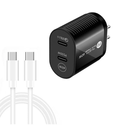 40W Dual Port PD / Type-C Fast Charger with Type-C to Type-C Data Cable, US Plug�����������������...