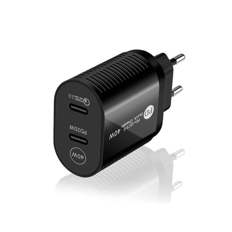 40W Dual Port PD / Type-C Fast Charger with Type-C to Type-C Data Cable, EU Plug�����������������...