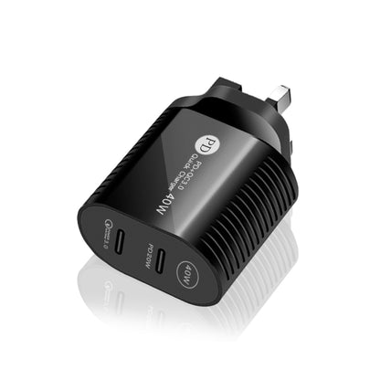 40W Dual Port PD / Type-C Fast Charger with Type-C to Type-C Data Cable, UK Plug�����������������...