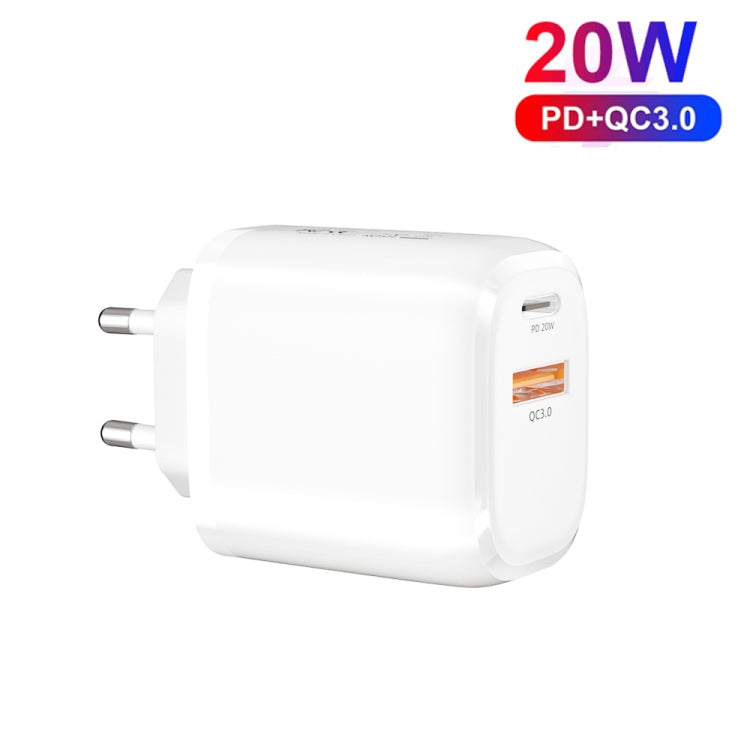 CS-20W Mini Portable PD3.0 + QC3.0 Dual Ports Fast Charger with 3A USB to Type-C Data Cable������...