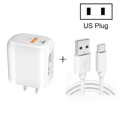CS-20W Mini Portable PD3.0 + QC3.0 Dual Ports Fast Charger with 3A USB to Type-C Data Cable������...